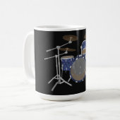 Jazz Drum Kit: Aangepaste blauwe drums set: Koffie Koffiemok (Voorkant links)