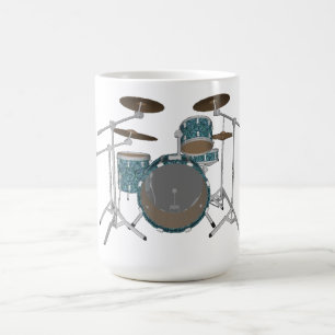 Jazz Drum Kit: Aangepaste Groene Drums Set: Koffie Koffiemok