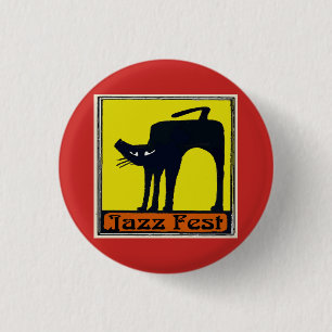 Jazz fest Black Cat tekst toevoegen, Ronde Button 3,2 Cm