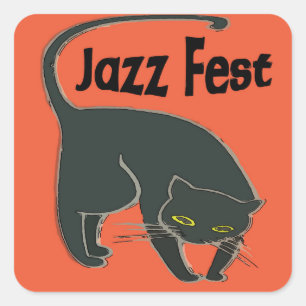 Jazz Fest Chat Noir, Red 2015 Vierkante Sticker