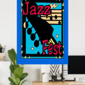 Jazz Fest Guitar in Blue Poster (Thuiskantoor)