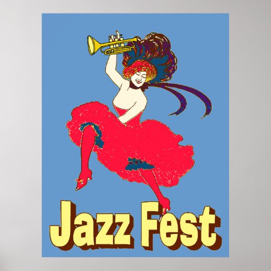Jazz Fest Lady met Horn Poster (Voorkant)