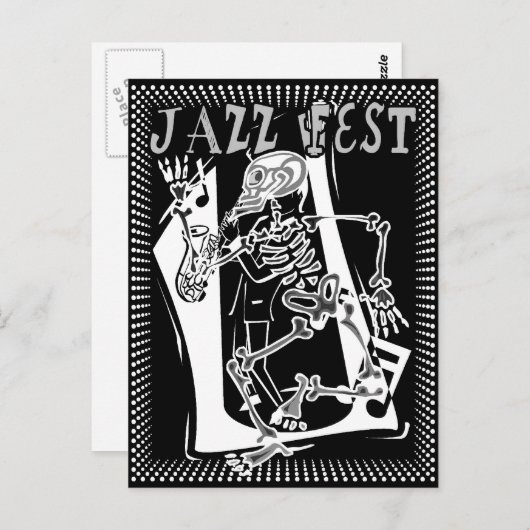 Jazz Fest Skeleton Briefkaart (Voorkant / Achterkant)