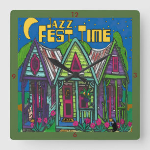 Jazz Fest Time Clock Vierkante Klok