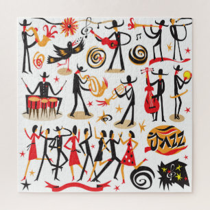 Jazz iconen set: witte achtergrond geïsoleerd legpuzzel