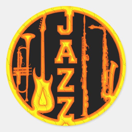 JAZZ INSTRUMENTEN RONDE STICKER (Voorkant)