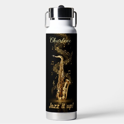 Jazz it up Saxophone music - Pop up straw Waterfles (Voorkant)