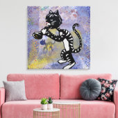 Jazz Kat - Afdrukken met omhulde Canvas (Insitu (Woonkamer))