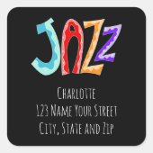 Jazz Lettering Vierkante Sticker (Voorkant)