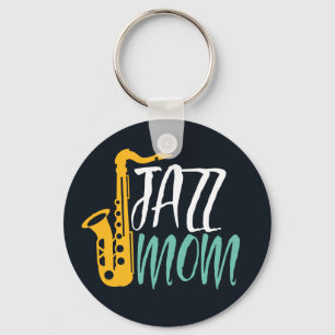 Jazz Mam Cool Saxophone Player Moeder Sleutelhanger