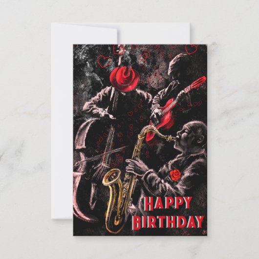 Jazz Music Band Musical Happy Birthday Kaart (Voorkant)