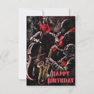 Jazz Music Band Musical Happy Birthday Kaart