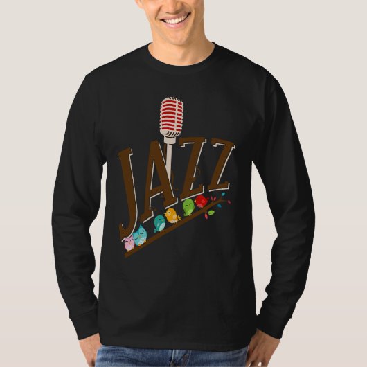 jazz music instrument microphone birds singing t-shirt (Voorkant)