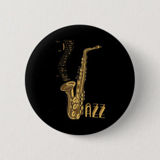 Jazz Music Jazz Liefhebbers Jazz Fansaxofoon Spele Ronde Button 5,7 Cm
