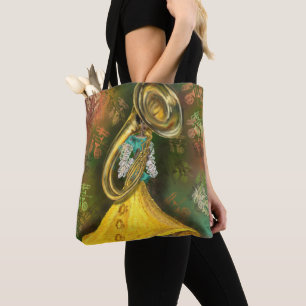 Jazz Music Lady Tuba Player Dance Canvas tas