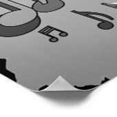 Jazz Music Pattern Dansende Swirling Notes BW Poster (Hoek)