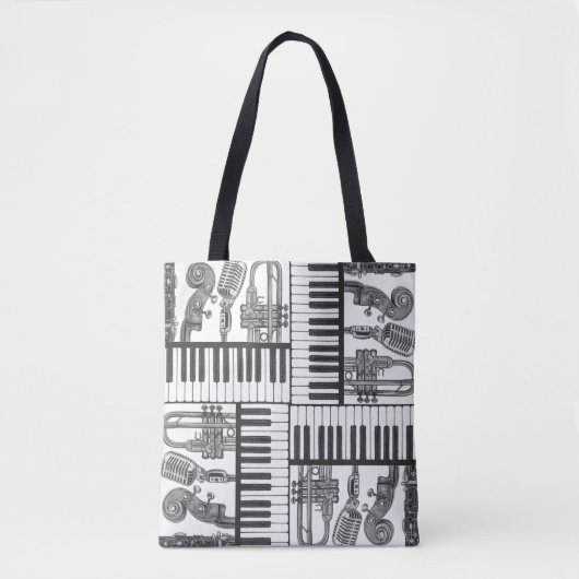 Jazz Musical Instruments Black and White Tas (Voorkant)