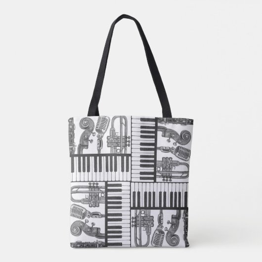 Jazz Musical Instruments Black and White Tas (Achterkant)