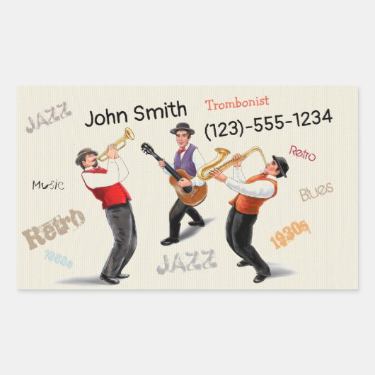 Jazz Musicians Retro Music Blues  ART Paint Rechthoekige Sticker (Voorkant)