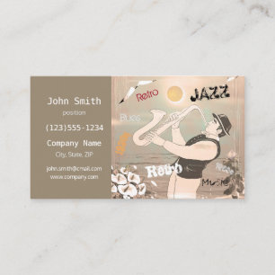 Jazz Musicians Retro Music Blues Party  Visitekaartje