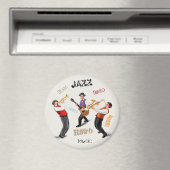 Jazz Musicians Retro Music  Illustratie Magneet (Insitu (Vaatwasser))
