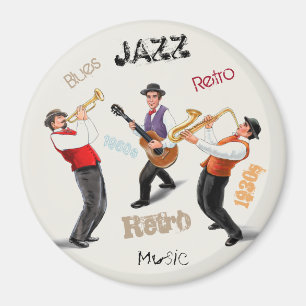 Jazz Musicians Retro Music  Illustratie Magneet