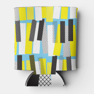 Jazz muziek, geel blauw geometrisch patroon. blikjeskoeler