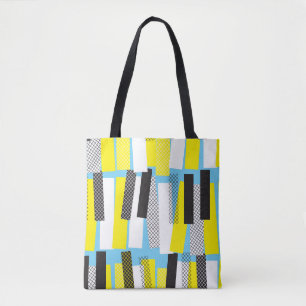 Jazz muziek, geel blauw geometrisch patroon. draagtas