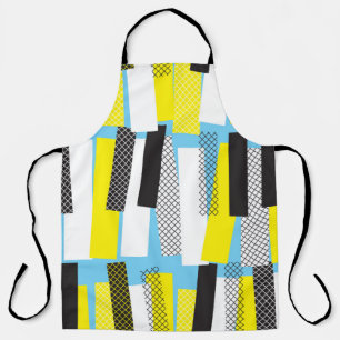 Jazz muziek, geel blauw geometrisch patroon. schort