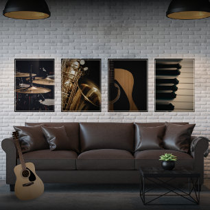 Jazz Muziek Nostalgie Print Set