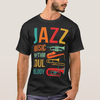 Jazz Muziek Ritme Ziel Melodie Retro Instrumenten T-shirt