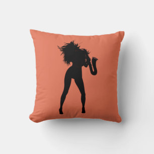 Jazz muziek saxofonist Woman Pillow Kussen