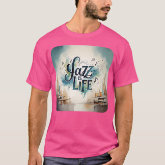Jazz muziek saxofoon trompet piano bas drums t-shirt