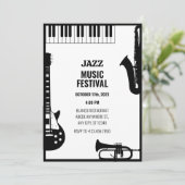 Jazz muziekinstrumentenfestival kaart (Staand voorkant)