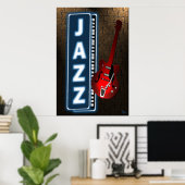 Jazz Neon Sign Poster (Thuiskantoor)