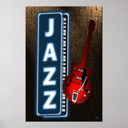 Jazz Neon Sign Poster (Voorkant)