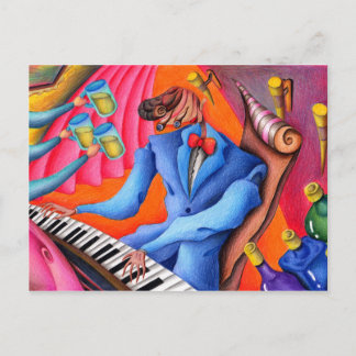 Jazz pianist briefkaart