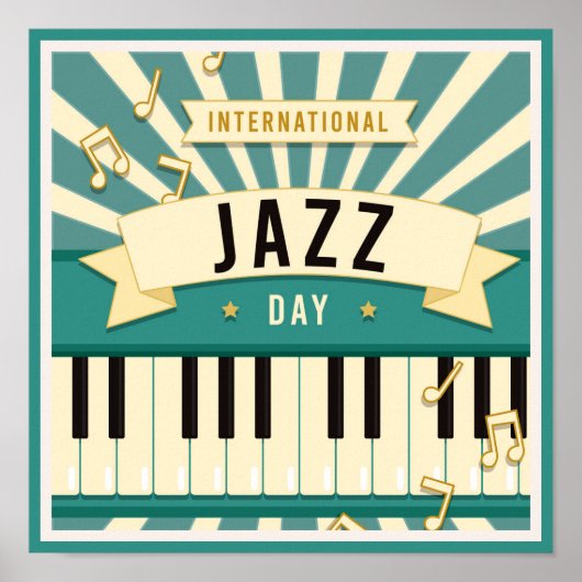Jazz Piano Music Illustration Musical notes Poster (Voorkant)