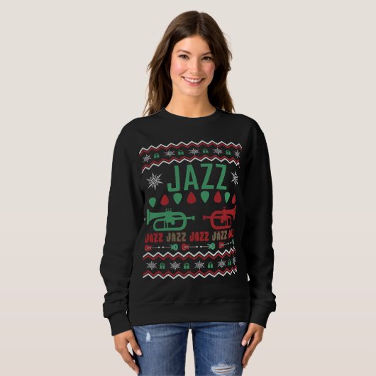 Jazz Player Ugly KerstSweater Trui (Voorkant volledig)