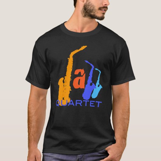 Jazz Quartet Saxophones Letters T-shirt (Voorkant)
