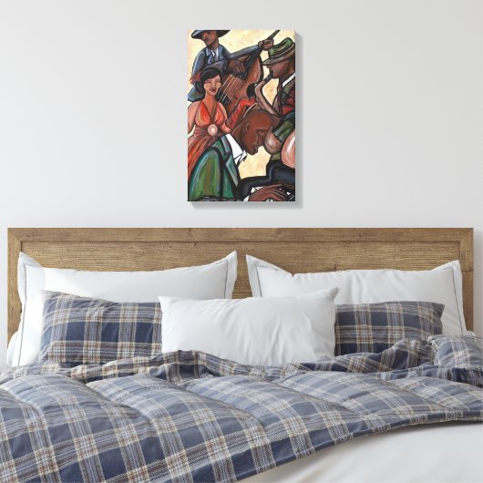Jazz Quartet Stretched Canvas Print (Insitu (Slaapkamer))