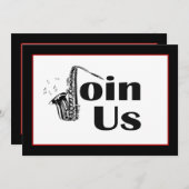 Jazz Saxofoon Doe Mee Feest Uitnodiging (Voorkant / Achterkant)