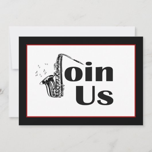 Jazz Saxofoon Doe mee Uitnodiging (Voorkant)