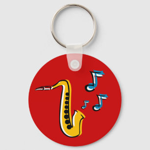jazz saxofoon met noten sleutelhanger