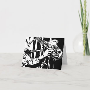 Jazz Saxofoon Muzikant 4x5.6 Gevouwen Notitiekaartje