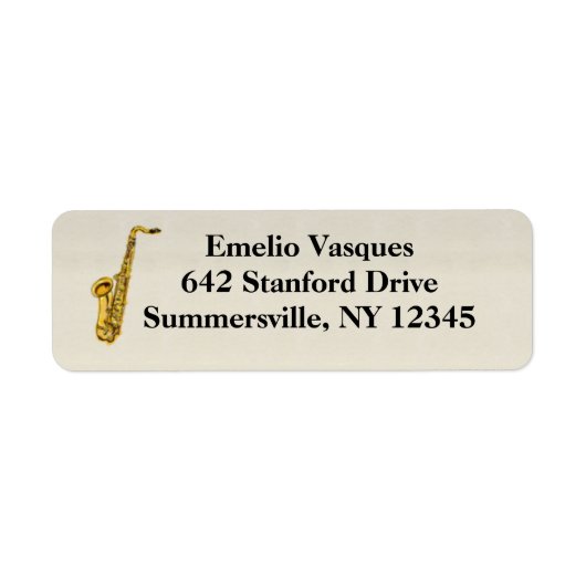 Jazz Saxophone Return Address Label (Voorkant)