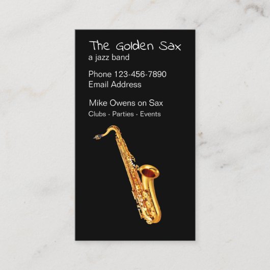 Jazz Saxophone Theme Visitekaartje (Voorkant)