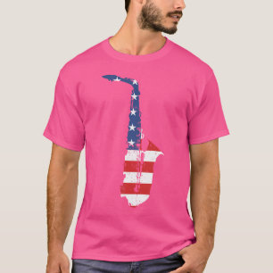 Jazz Shirt 4 juli Amerikaanse vlag saxofoon