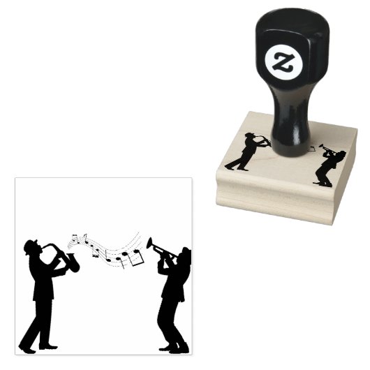 jazz silhouette musicus trumpet 	rubberstempel (Gestempeld)