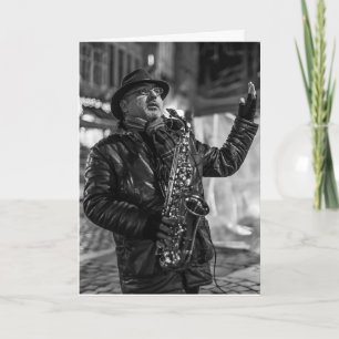 JAZZ STREET MUSICUS VERJAARDAG KAART